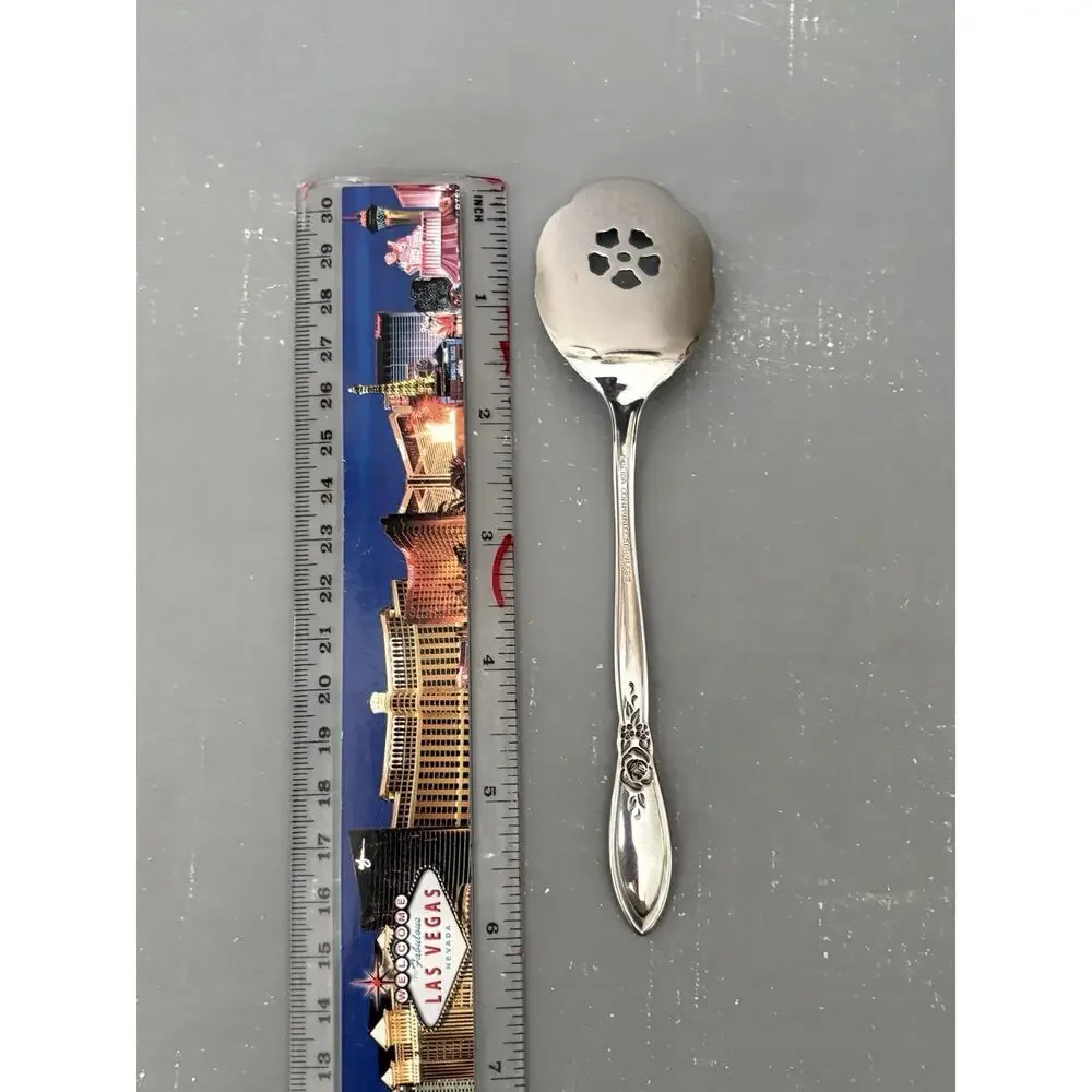 Oneida Community Spring Rose Pierced Sugar Spoon Stainless Betty Crocker